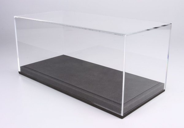 BBR - Vitrinen plexiglass display case mit grauer belederten Bodenplatte 1:18