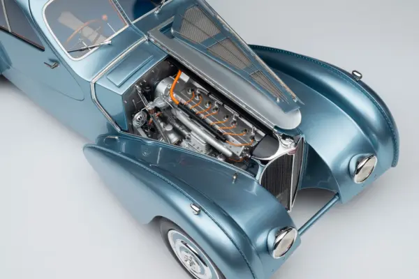 M5260 374 40 Bugatti 57SC Rothschild Blue 1.8 Scale Engine Detail 1 4000x2677 crop center scaled
