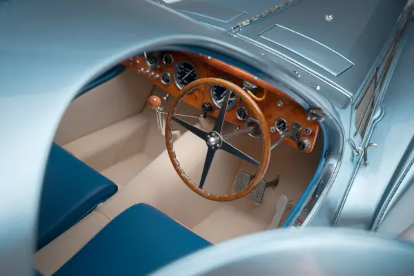 M5260 374 40 Bugatti 57SC Rothschild Blue 1.8 Scale Interior Detail 1 6993f561 7e6d 4458 a990 3f2d171144cc 4000x2677 crop center scaled