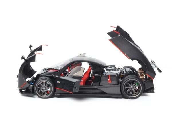 BBR Pagani Zonda F diecast full open Gloss carbon Black with red stripe - SPECIAL PACK – Bild 4