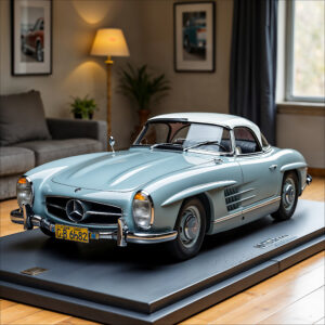 Mercedes 300 SL Blaugrau DB166 mit Hardtop weißgrau DB158 – innen blau 354