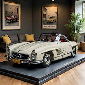 Mercedes 300 SL weißgrau DB158 mit Hardtop graphitgrau DB190 – innen rot 1079