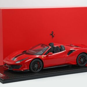 BBR Ferrari 488 Pista Spider Open roof Rosso Corsa - black silver stripe 1/12