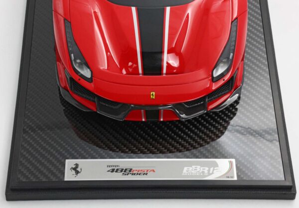 BBR Ferrari 488 Pista Spider Open roof Rosso Corsa - black silver stripe 1/12 – Bild 6