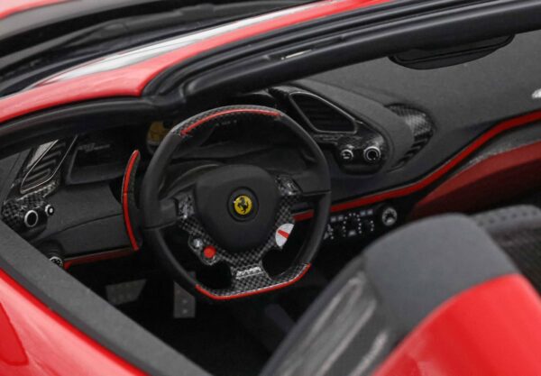 BBR Ferrari 488 Pista Spider Open roof Rosso Corsa - black silver stripe 1/12 – Bild 5