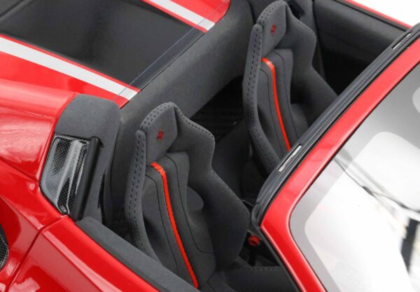 BBR Ferrari 488 Pista Spider Open roof Rosso Corsa - black silver stripe 1/12 – Bild 3