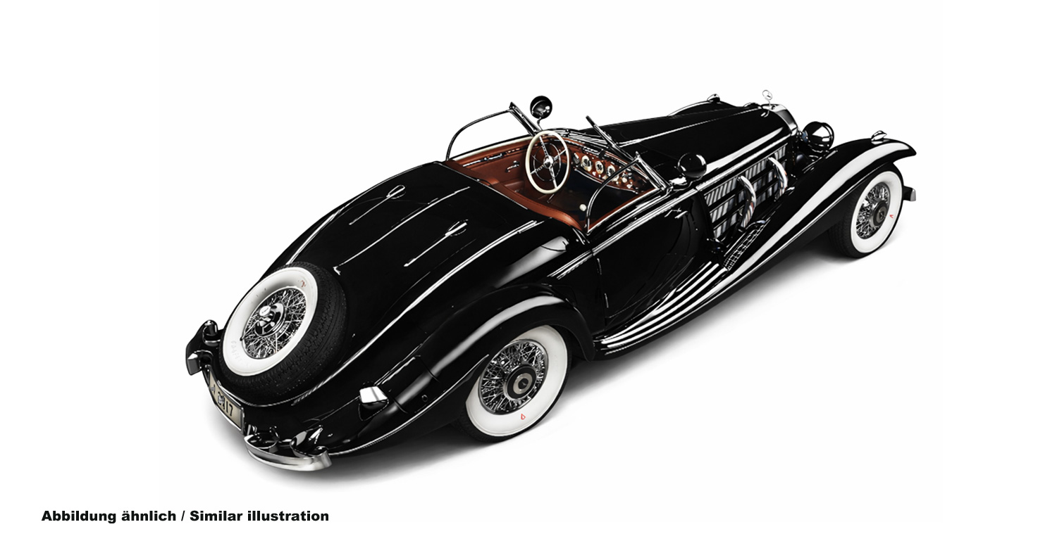 CMC Mercedes Benz 500K Spezial Roadster, black Exterieur black, Interieur red-brown Limited Edition 1500 Stück