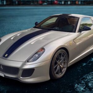BBR Ferrari 599 GTO 2010 - Ingrid Grey with Blue Stripe | 1:18