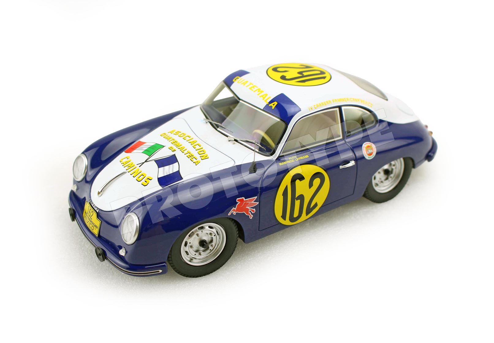 BBR Porsche 356A Carrera Panamericana 1954 Guatemalan Association Car No. 162 - White | 1:18