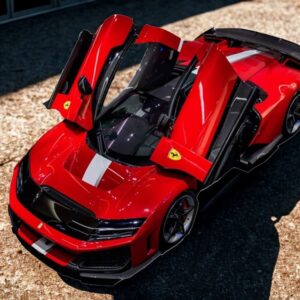 BBR Ferrari F80 with Silver and White Stripe, Carbon Wing - Corsa Red | 1:18