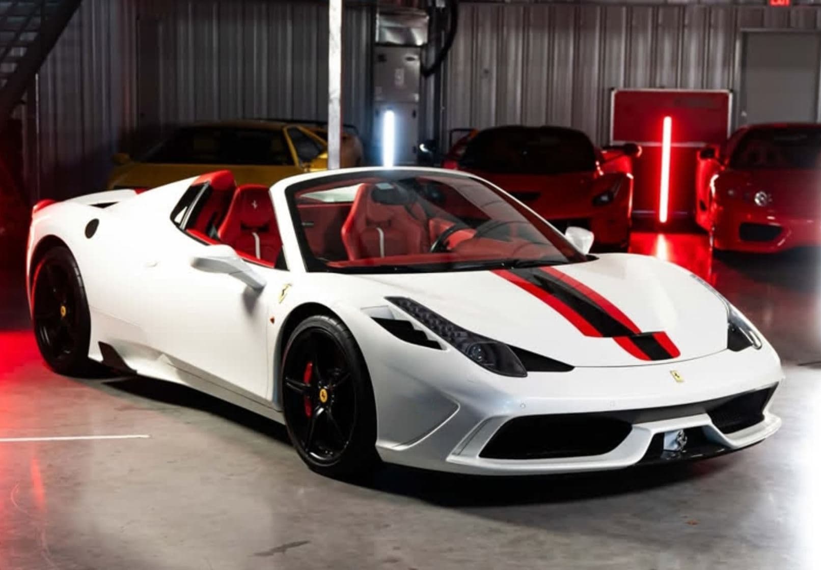 BBR Ferrari 458 Speciale A Spider - White with Black and Red Stripes | 1:18