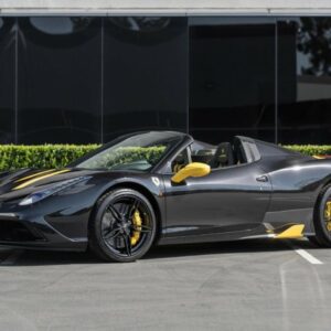 BBR フェラーリ 458 スペチアーレ A スパイダー - デイトナブラック イエロー ストライプ | 1:18