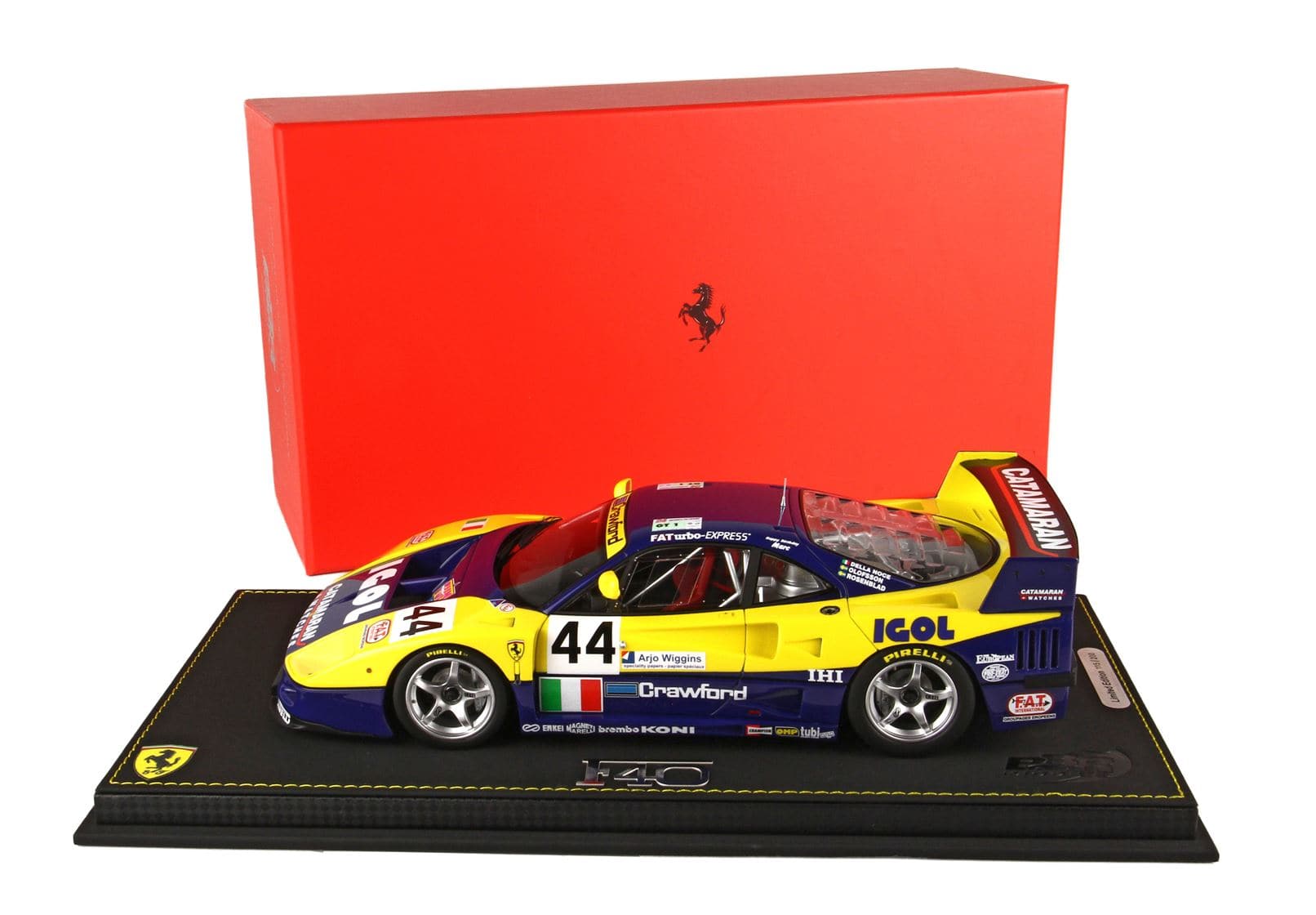 BBR Ferrari F40 LM 24h Le Mans 1996 Team Ennea IGOL #44 - Yellow / Blue | 1:18 - Image 6
