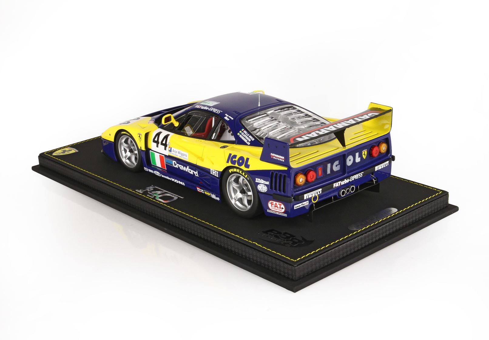 BBR Ferrari F40 LM 24h Le Mans 1996 Team Ennea IGOL #44 - Yellow / Blue | 1:18 - Image 2