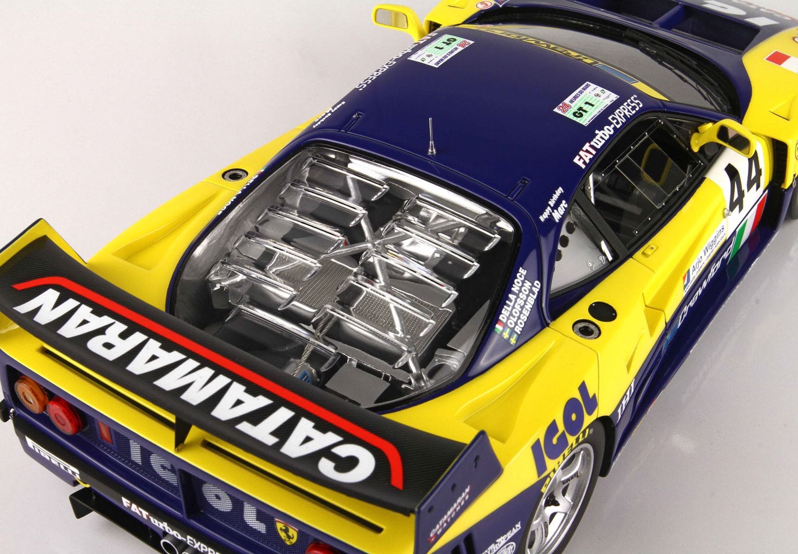 BBR Ferrari F40 LM 24h Le Mans 1996 Team Ennea IGOL #44 - Yellow / Blue | 1:18 - Image 5