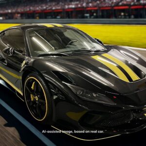 BBR Ferrari F8 Tributo - Metallic Daytona Black with Yellow Stripes | 1:18