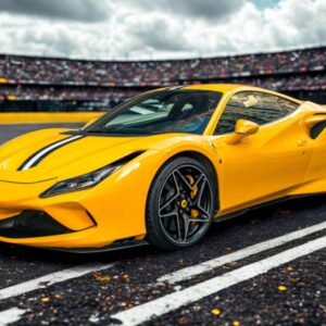 BBR Ferrari F8 Tributo Blue America & White Livery - Triple Layer Yellow | 1:18