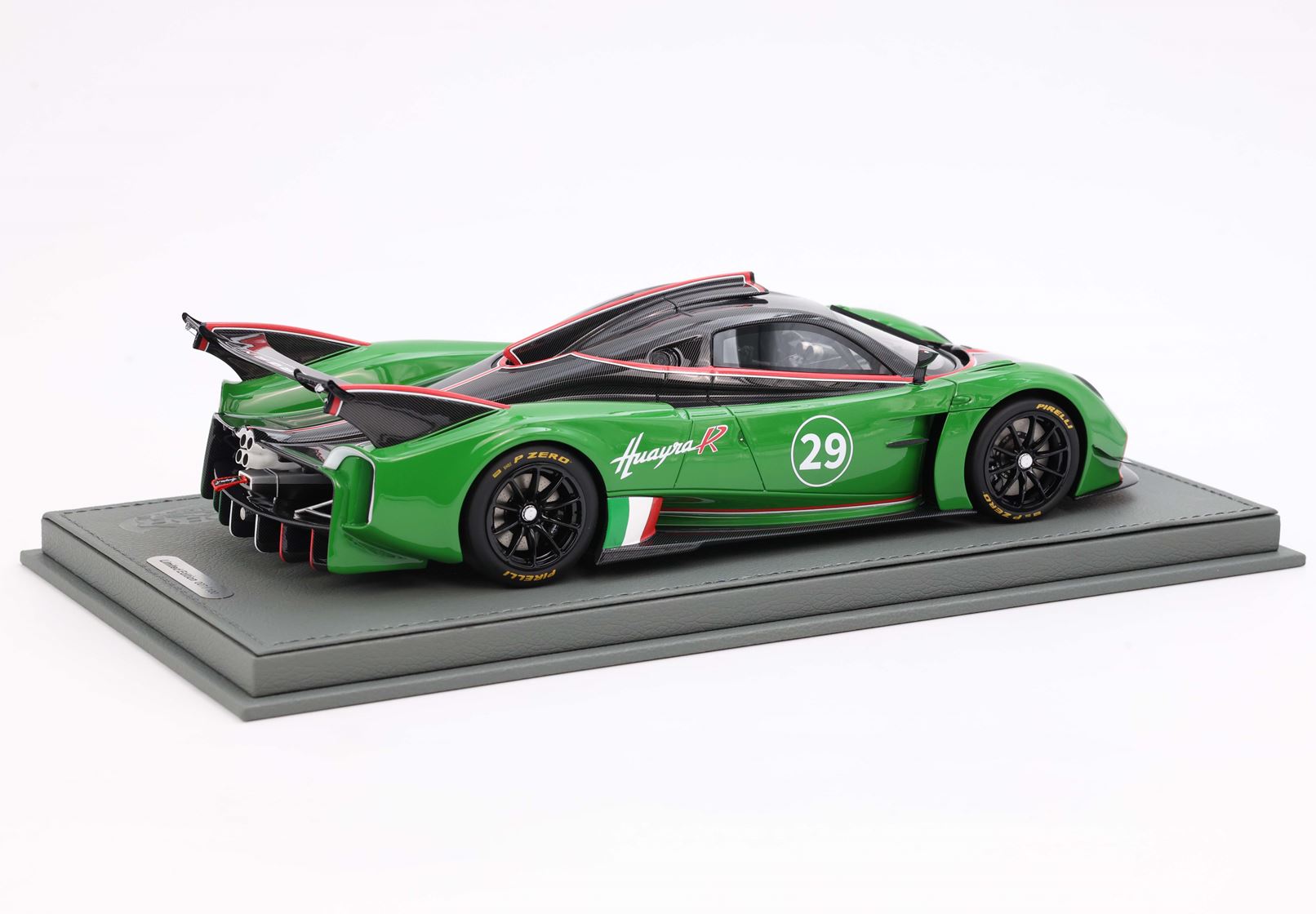 BBR Pagani Huayra R - Gloss Black Carbon / Meadow Green | 1:18 - Image 3