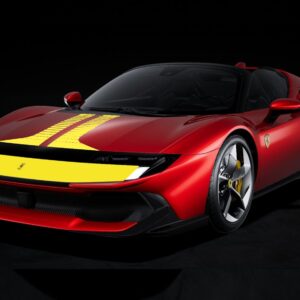 BBR Ferrari 849 Testarossa Spider Assetto Fiorano - Magma Red with Yellow Stripe | 1:18