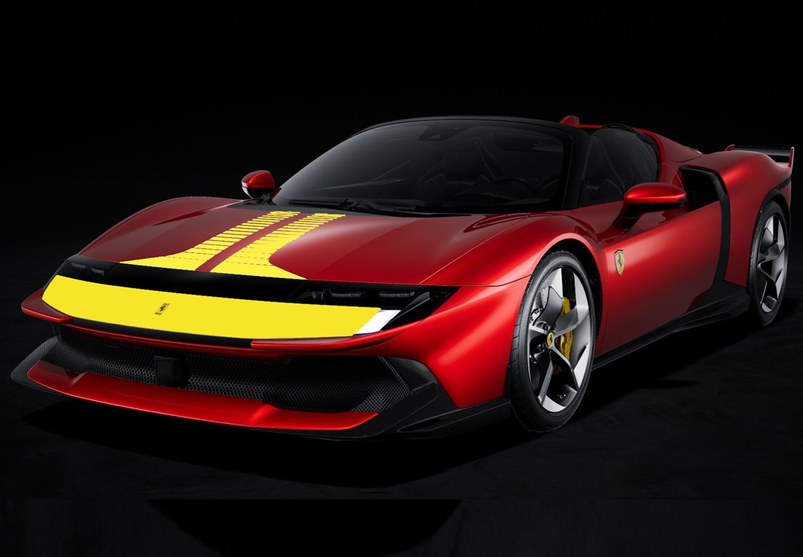 BBR Ferrari 849 Testarossa Spider Assetto Fiorano - Magma Red with Yellow Stripe | 1:18