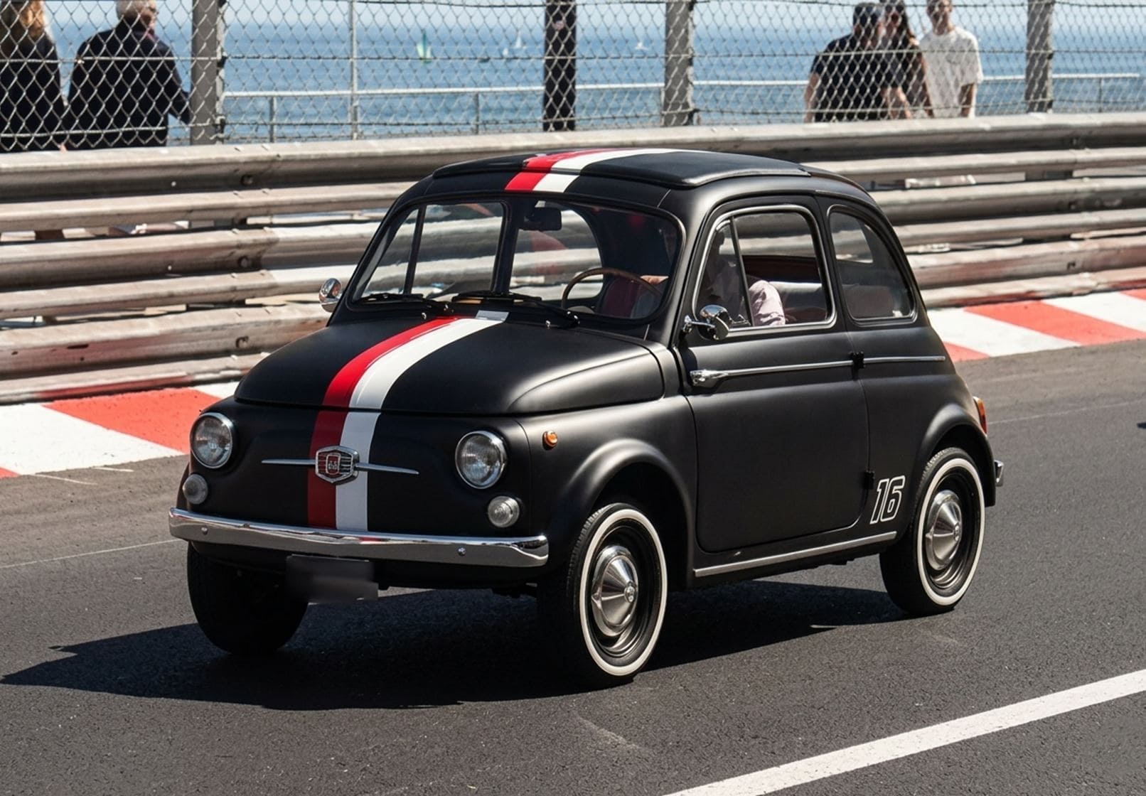 BBR Fiat 500 D with stripe and #16 – Matt Black | 1:18