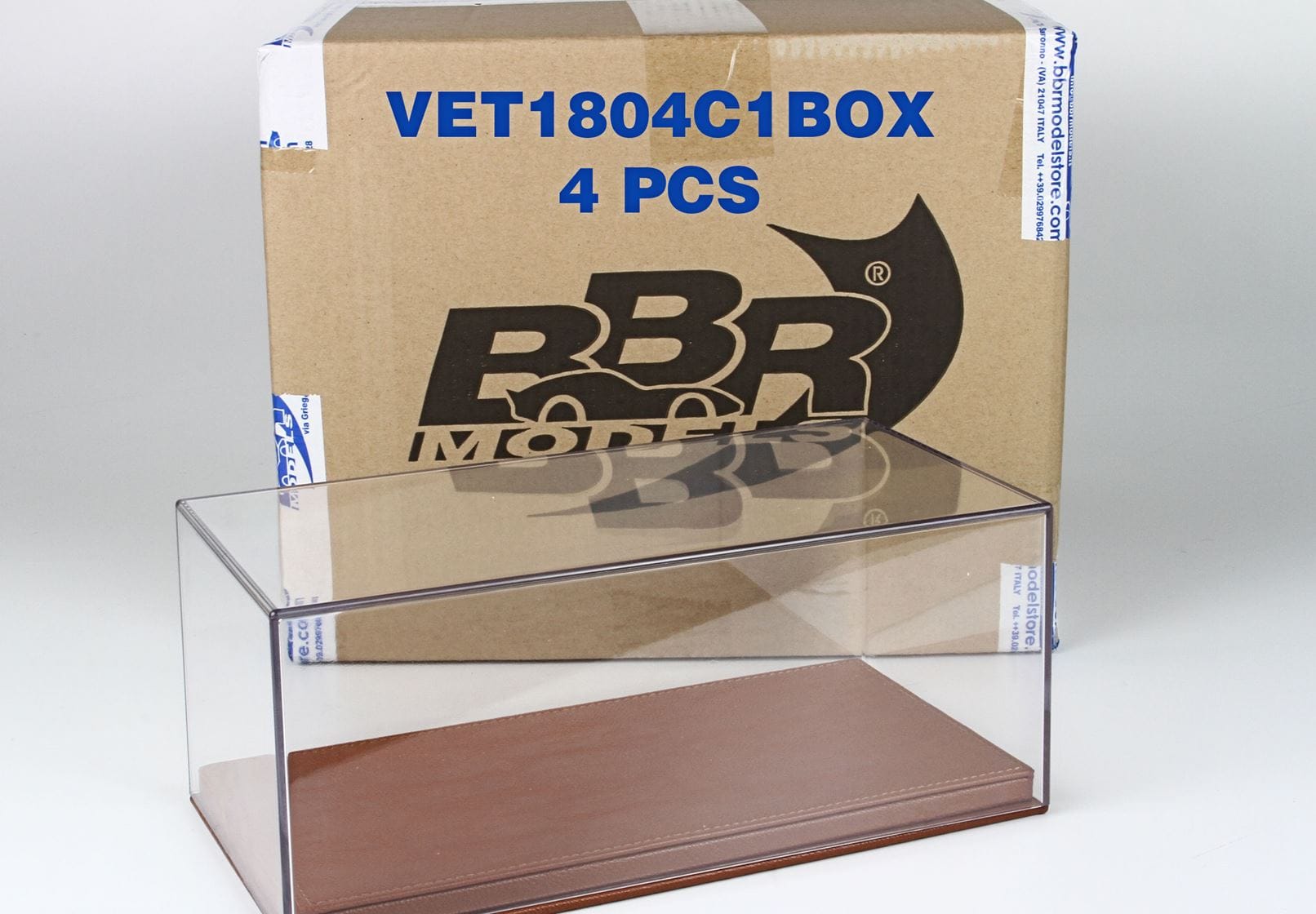 BBR Vitrine mit Kunstleder-Sockel 4er-Set - Brown | 1:18