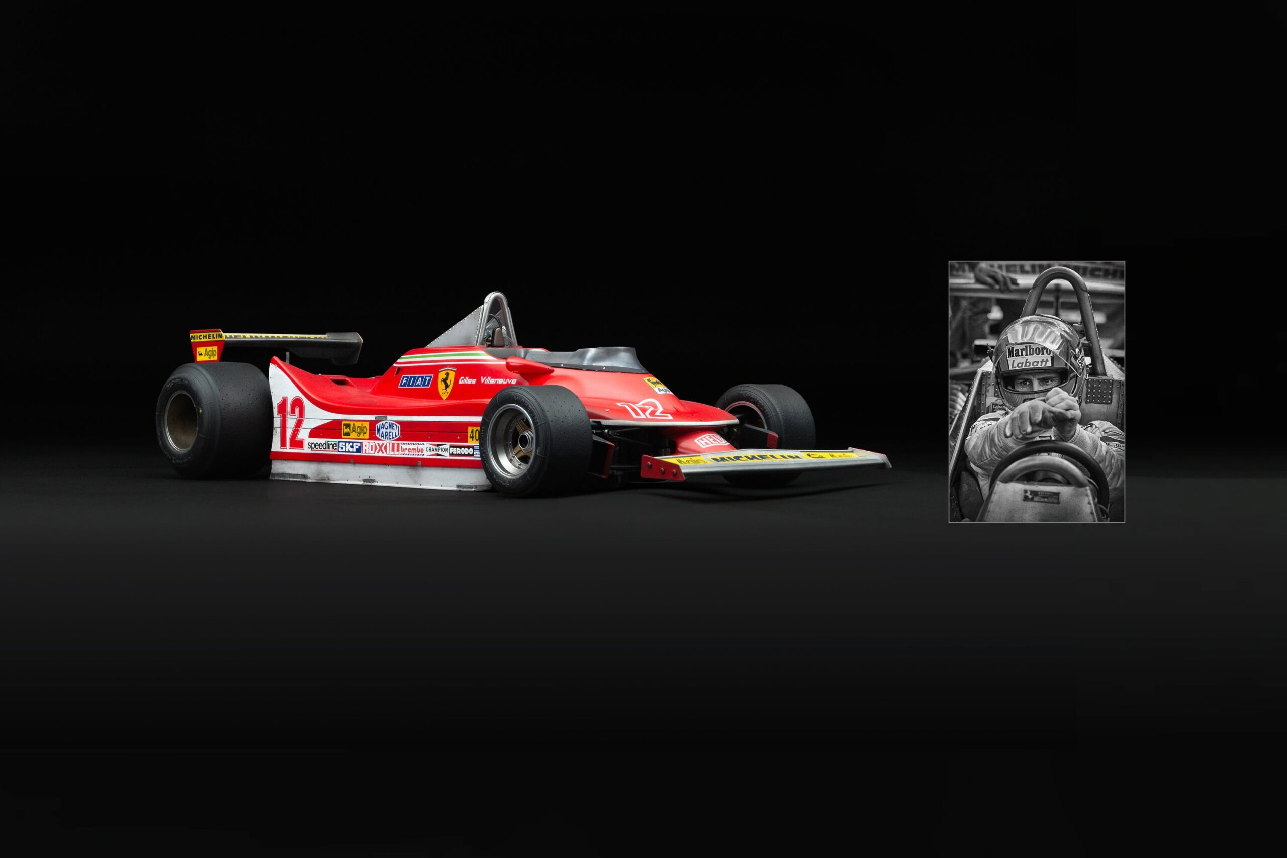 Amalgam Ferrari 312 T4 1979 US East Grand Prix Winner Gilles Villeneuve Race Weathered - Rot | 1:8 - 画像2