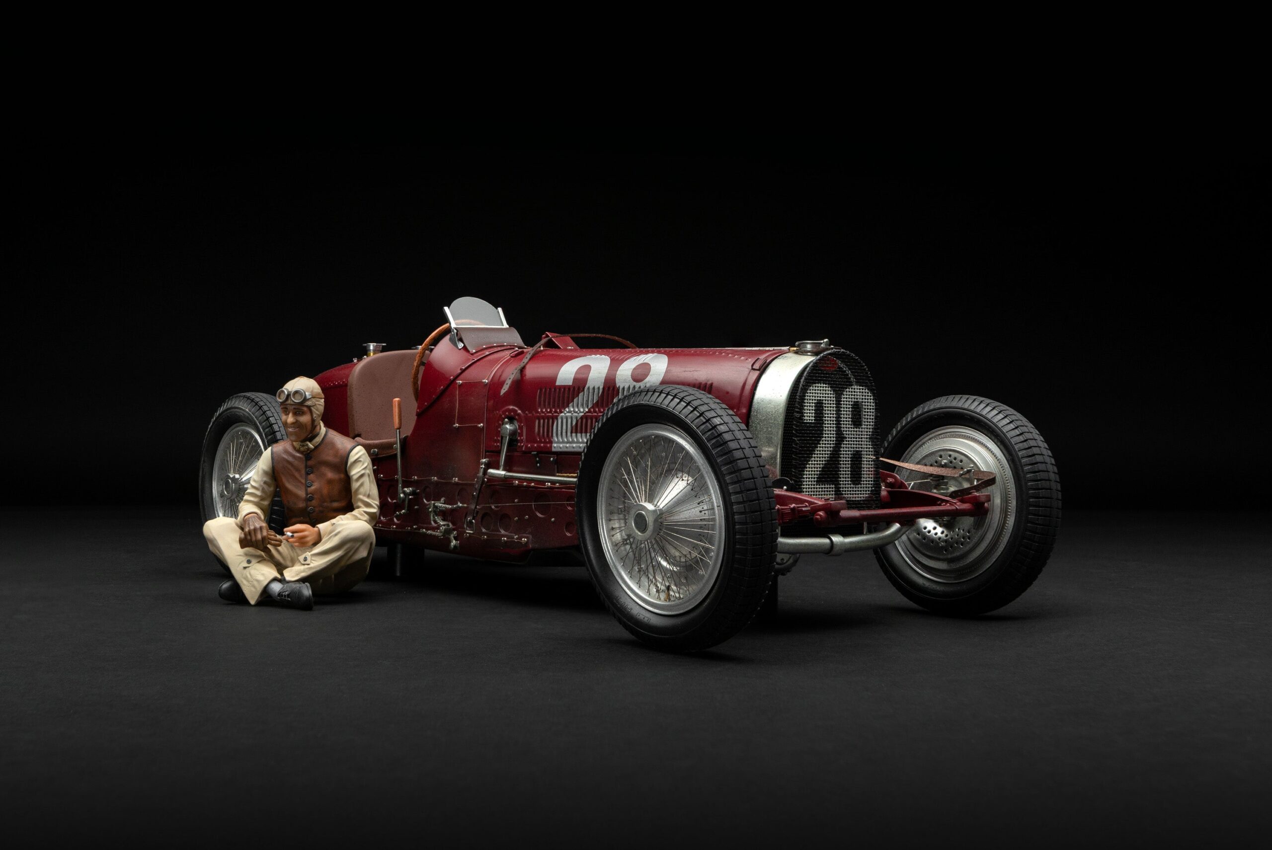 Amalgam Bugatti Type 59 1934 Monaco Grand Prix - Tazio Nuvolari Figure Edition - Red | 1:8
