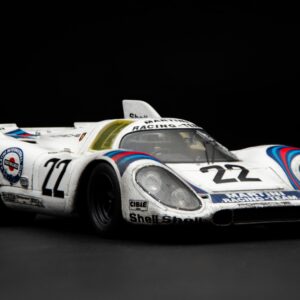 Amalgam Porsche 917 KH, vainqueur du Mans 1971, livrée Martini, effet usé - Blanc | 1:18
