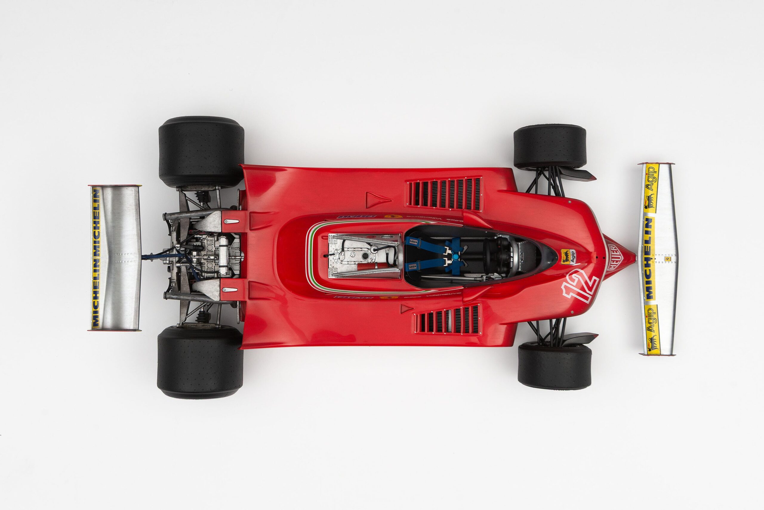 Amalgam Ferrari 312 T4 1979 US East Grand Prix Winner Gilles Villeneuve Race Weathered - Rot | 1:8 - 画像27