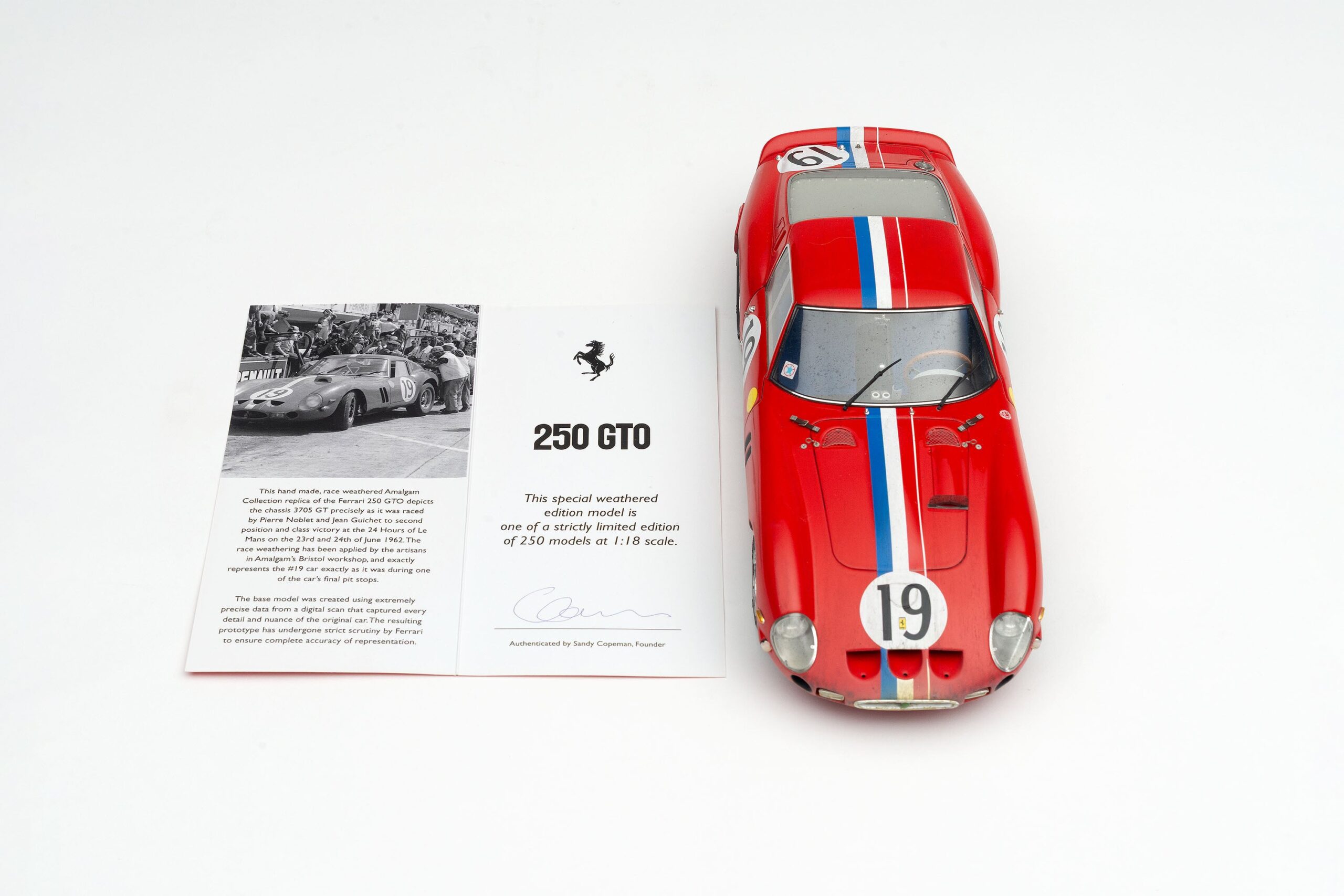 Amalgam Ferrari 250 GTO 3705GT 1962 Le Mans Class Winner Race Weathered - Rot | 1:18 - 画像12