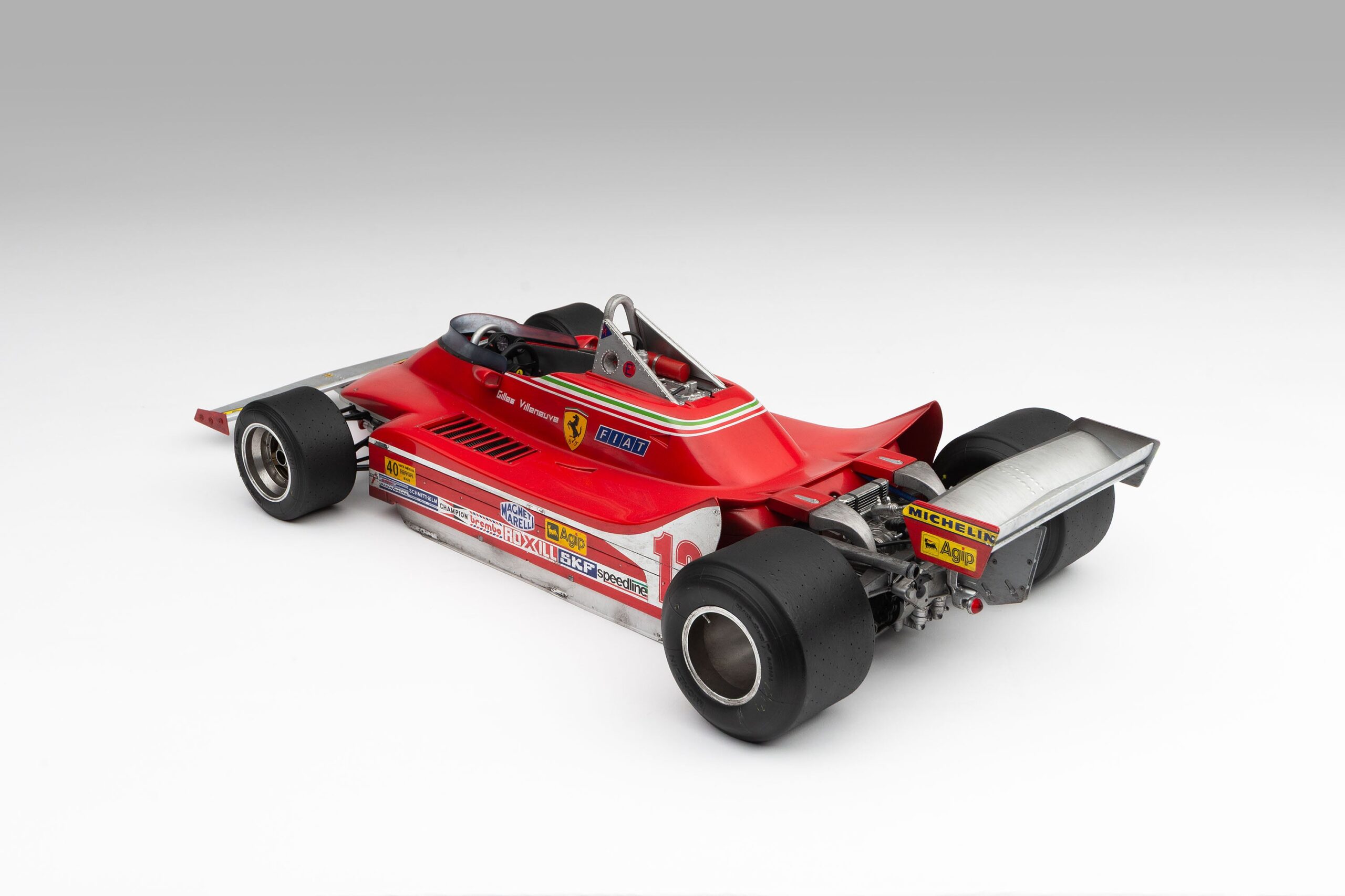 Amalgam Ferrari 312 T4 1979 US East Grand Prix Winner Gilles Villeneuve Race Weathered - Rot | 1:8 - 画像23