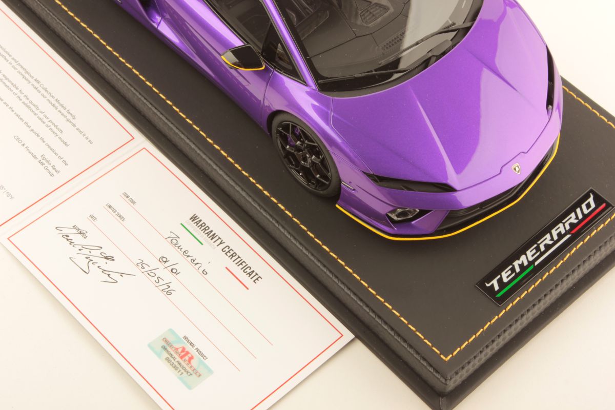 MR Collection Lamborghini Temerario - ONE OFF Viola Pasifae with Yellow Livery | 1:18 - Image 7