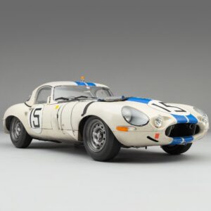 Amalgam Jaguar Lightweight E-type 1963 Le Mans con efecto de desgaste de carrera | 1:8