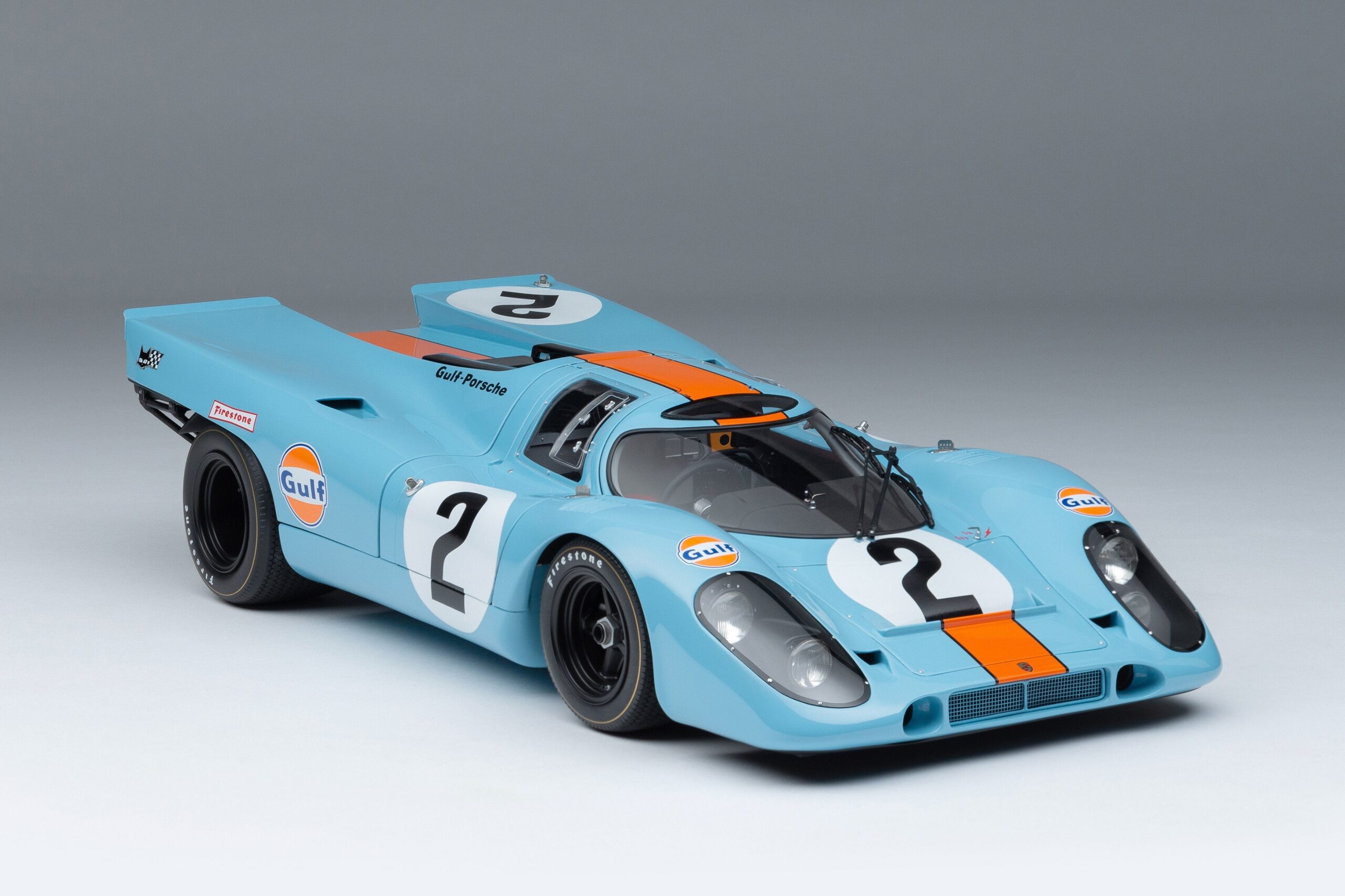 Amalgam Porsche 917K 1970 Daytona Winner Gulf Livery - Hellblau / Orange | 1:8 - Imagen 10
