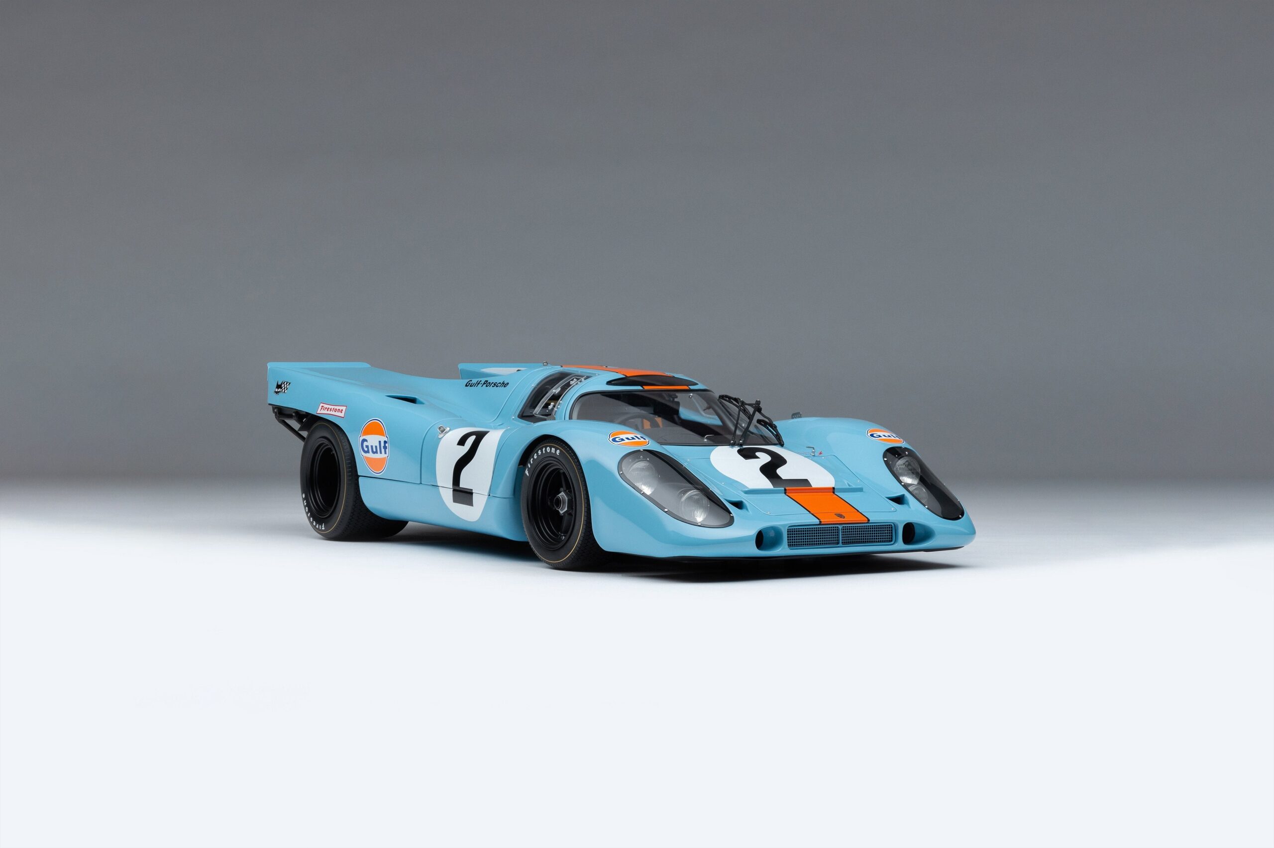 Amalgam Porsche 917K 1970 Daytona Winner Gulf Livery - Hellblau / Orange | 1:8 - Imagen 2