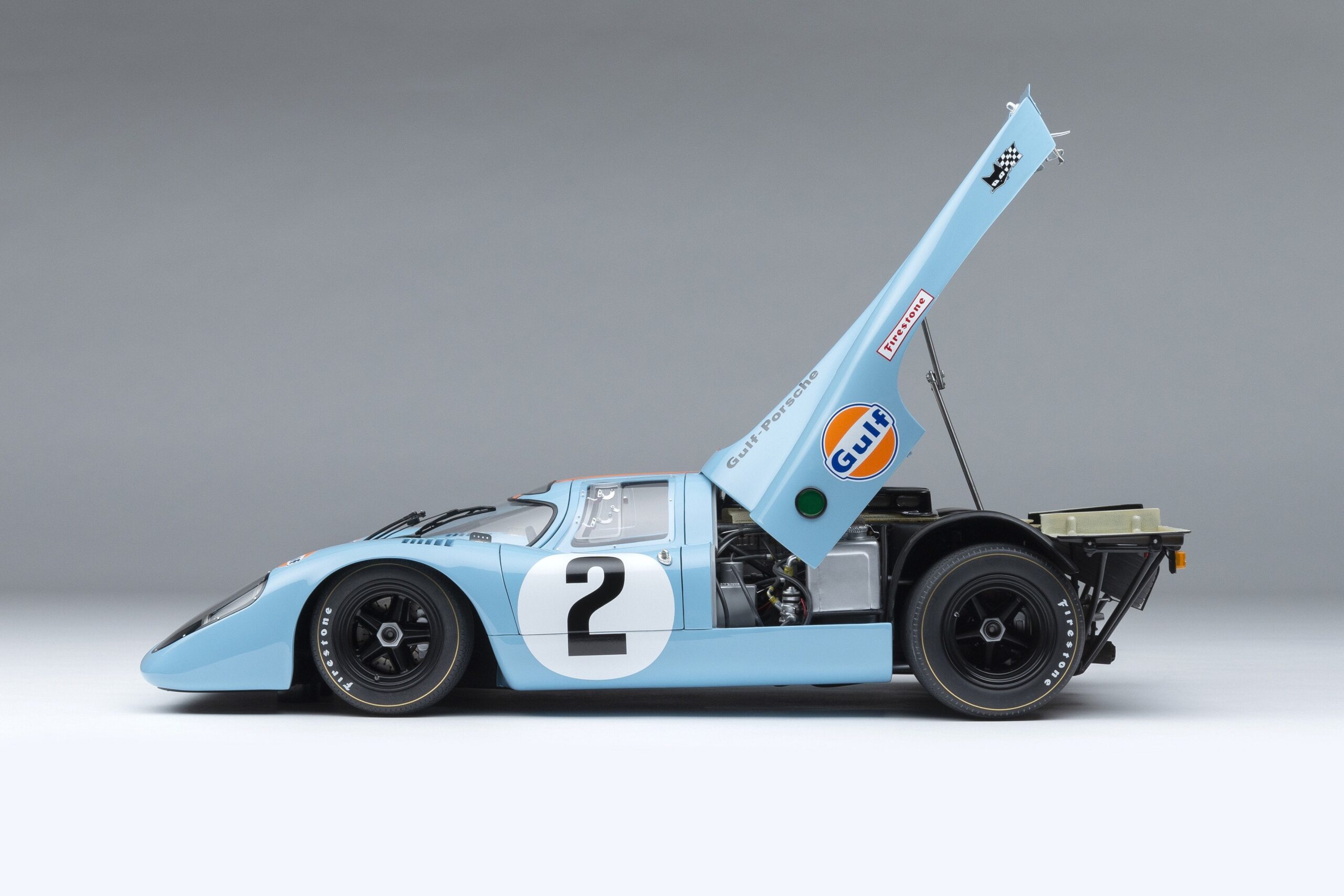 Amalgam Porsche 917K 1970 Daytona Winner Gulf Livery - Hellblau / Orange | 1:8 - Imagen 14