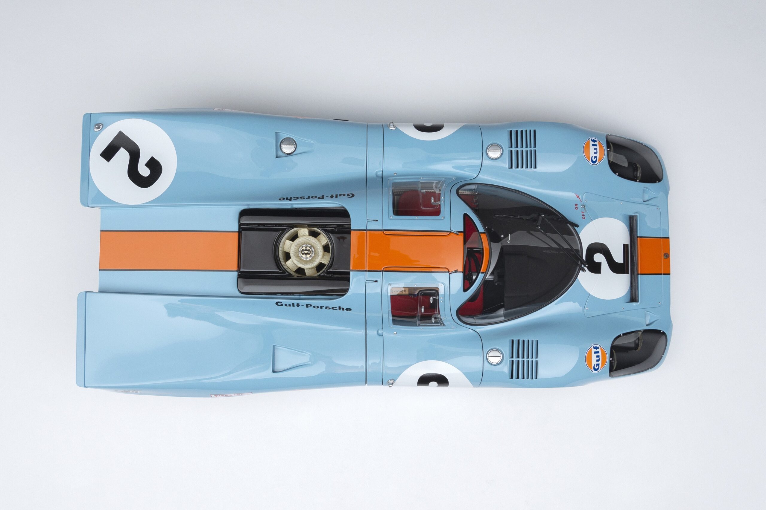 Amalgam Porsche 917K 1970 Daytona Winner Gulf Livery - Hellblau / Orange | 1:8 - Imagen 16