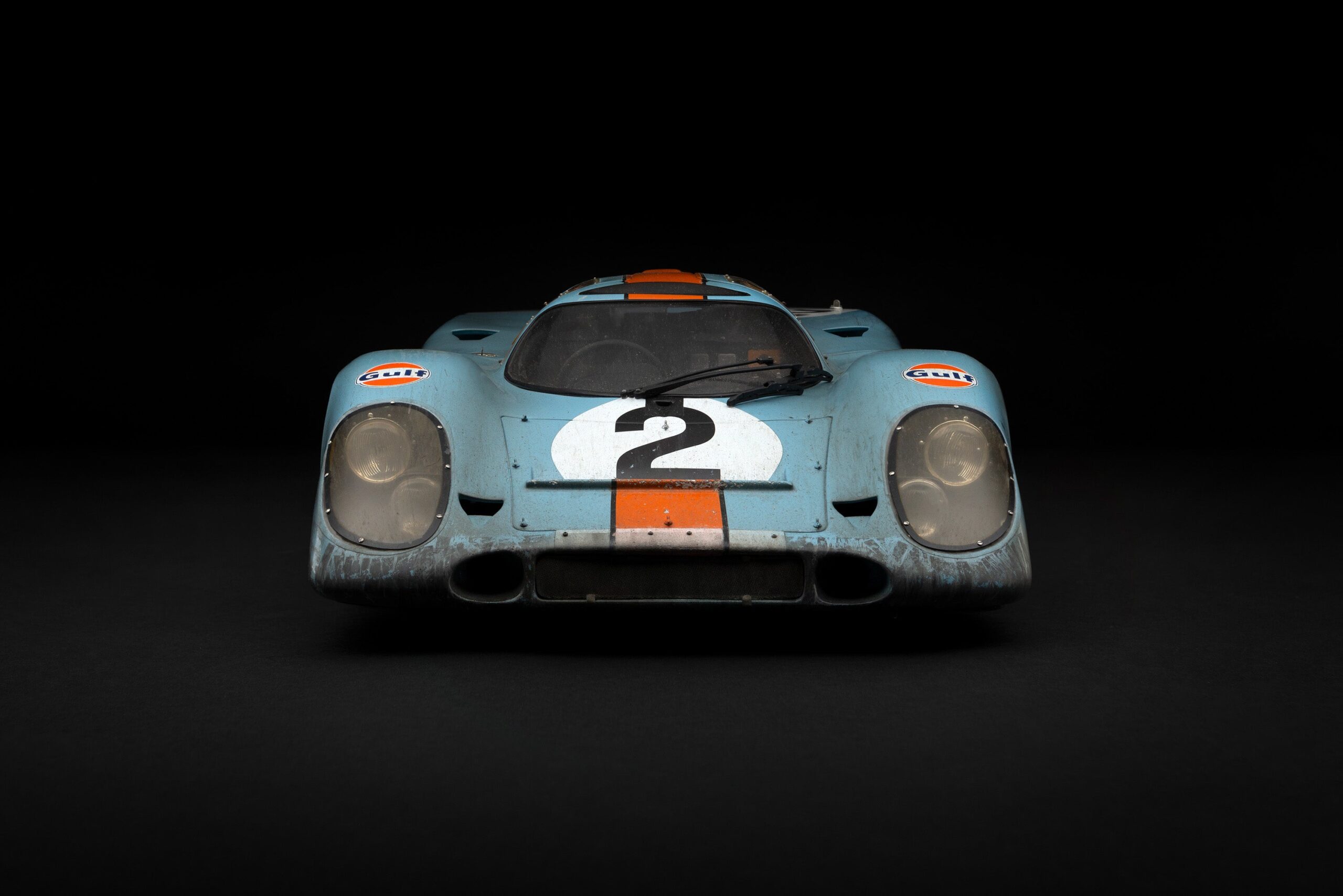 Amalgam Porsche 917K 1971 Daytona Winner Gulf Livery Race Weathered - Hellblau/Orange | 1:8 - Image 4