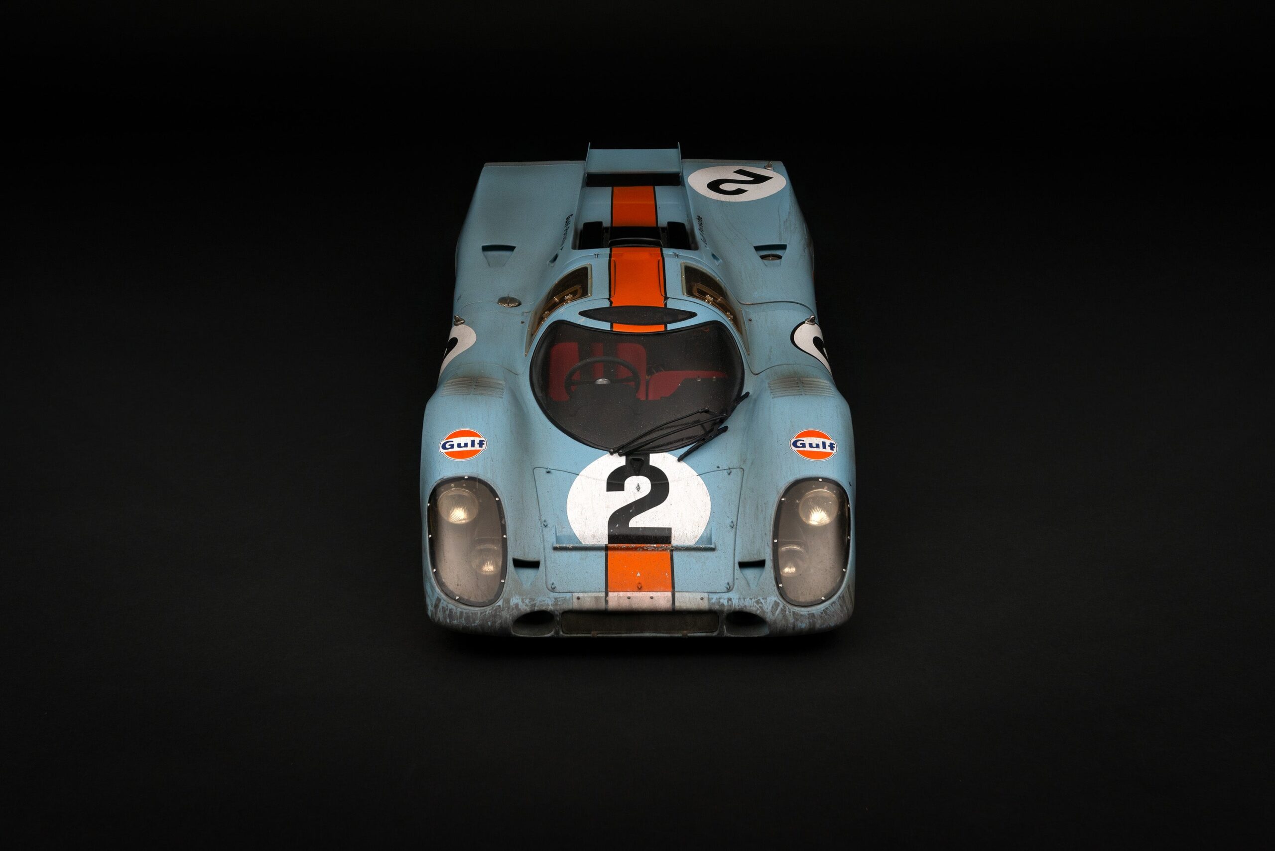 Amalgam Porsche 917K 1971 Daytona Winner Gulf Livery Race Weathered - Hellblau/Orange | 1:8 - Image 23