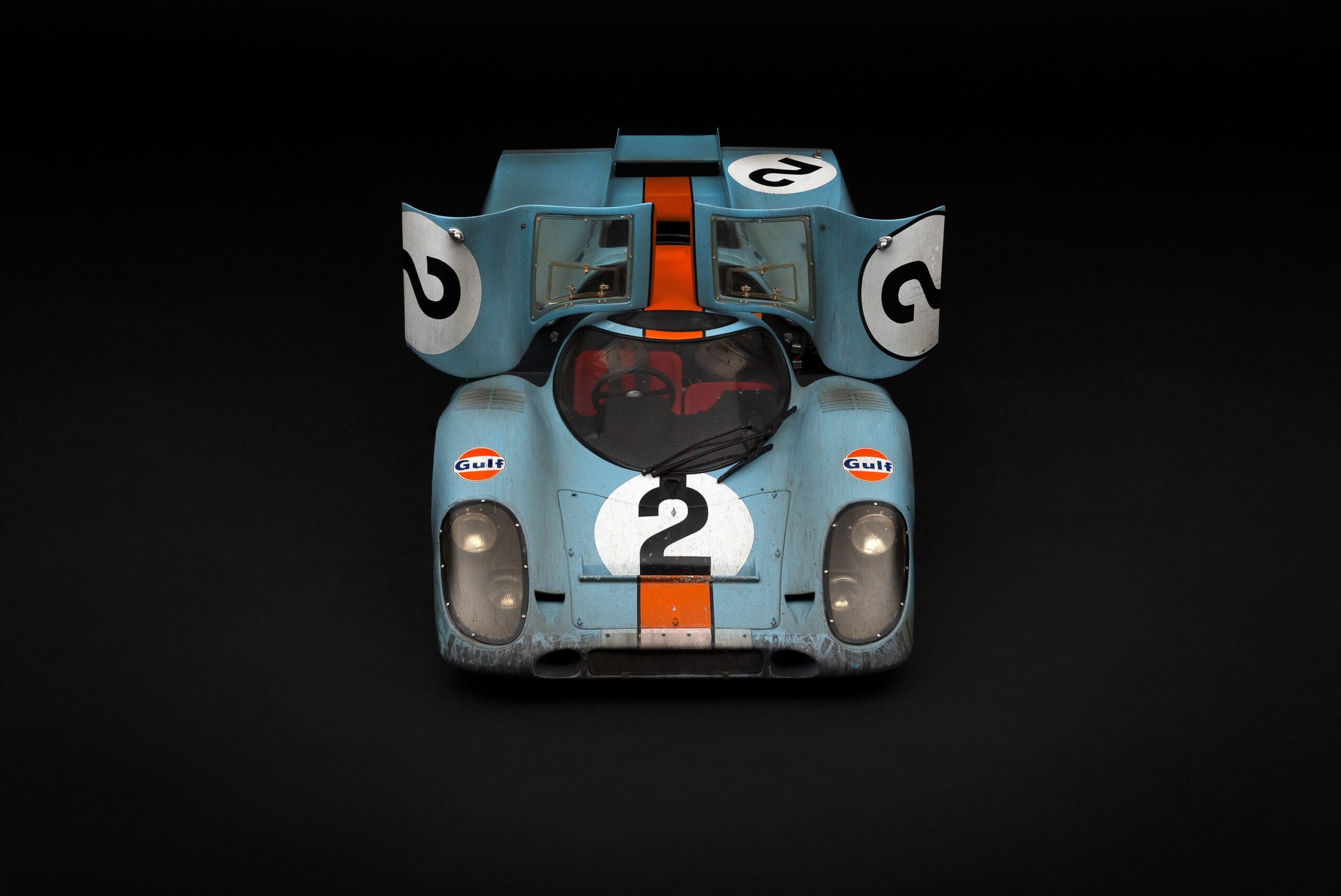 Amalgam Porsche 917K 1971 Daytona Winner Gulf Livery Race Weathered - Hellblau/Orange | 1:8 - Image 22