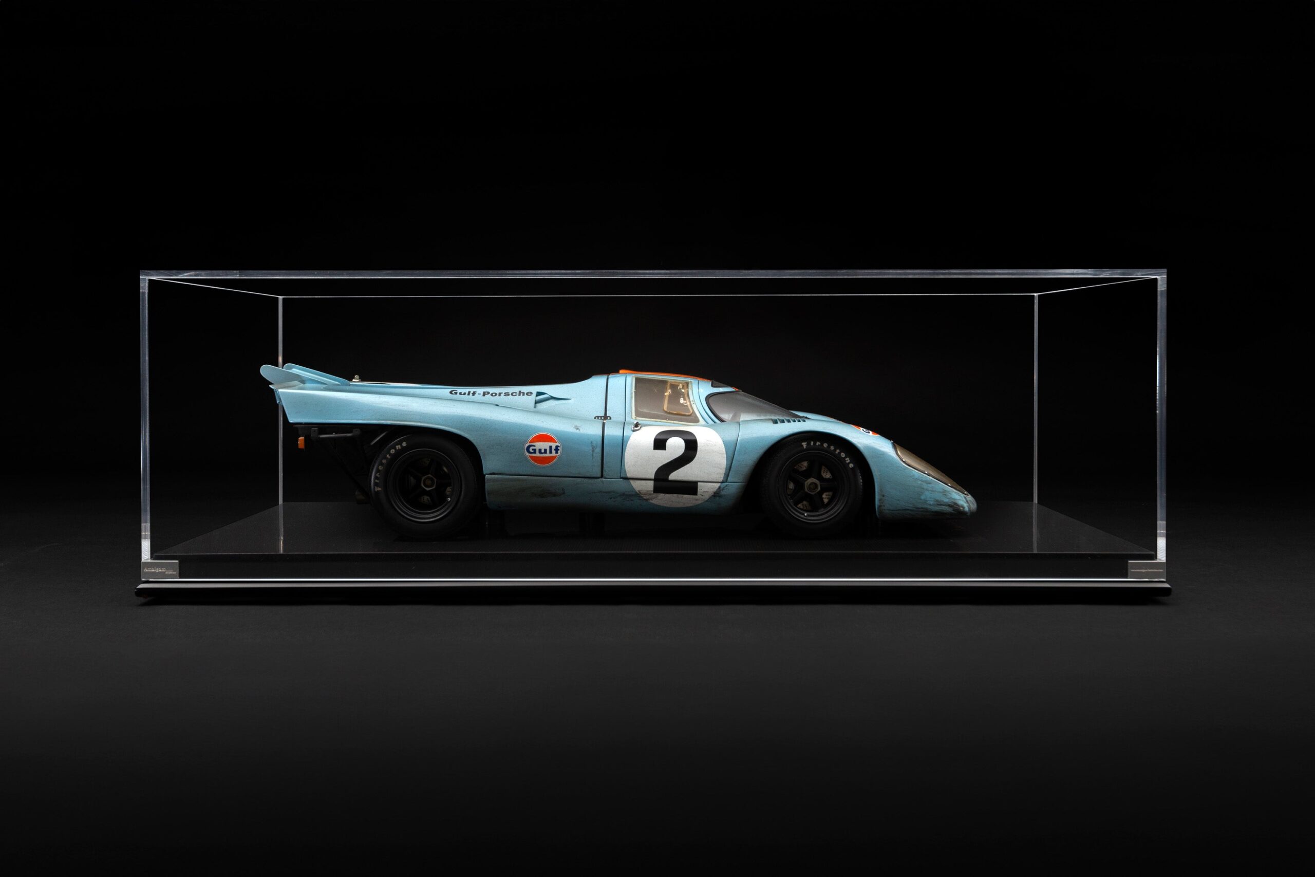 Amalgam Porsche 917K 1971 Daytona Winner Gulf Livery Race Weathered - Hellblau/Orange | 1:8 - Image 16