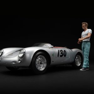 アマルガム ポルシェ 550 RS スパイダー 「リトル・バスタード」 (1955) ジェームズ・ディーン フィギュア付き - シルバー | 1:8
