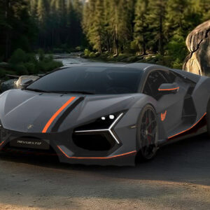 MR Collection Lamborghini Revuelto NA63 - Acheso Grey with Xanto Orange and Nemesis Black Livery | 1:18