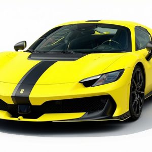 BBR Ferrari 296 Speciale A - Giallo Kuramochi Matte with Black and Grey Stripes | 1:18